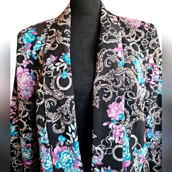 BISOU BISOU Blazer Women's Size XL Floral Blazer Jacket - Picture 3 of 4
